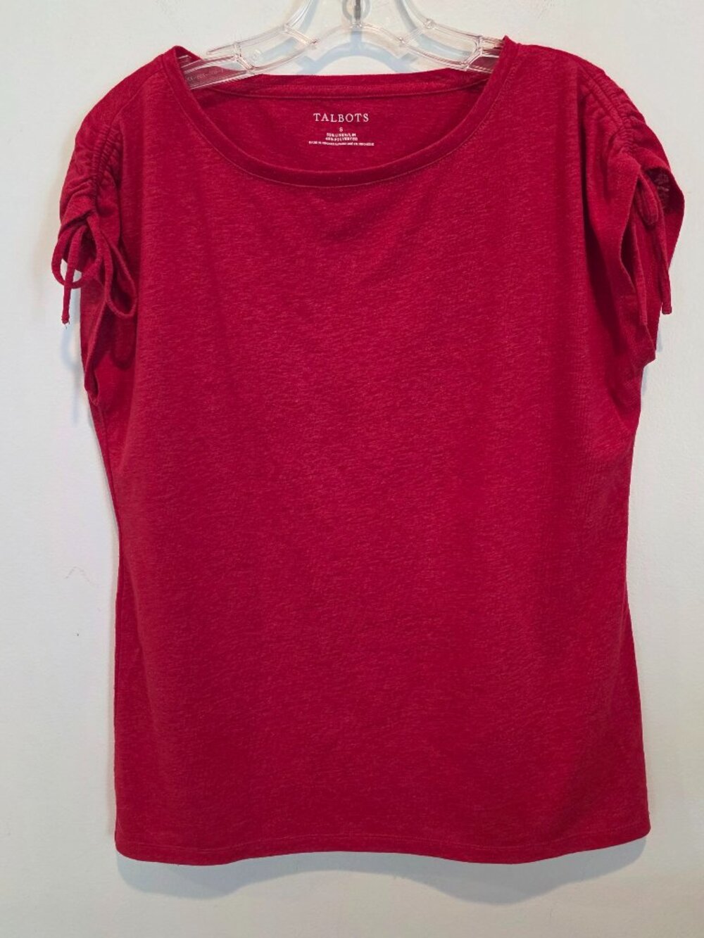 Talbots Linen Blend Tie Shoulder Tee, Size S, Like New